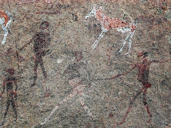 Pittura rupestre della "White Lady" nel sito di pittura rupestre di Uis, montagna Brandenberg