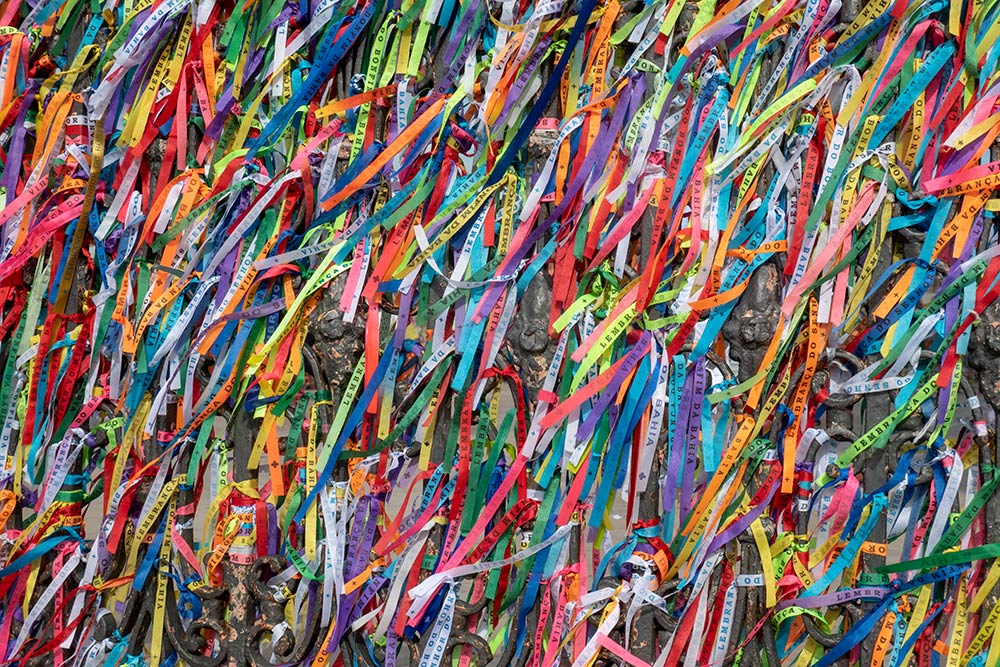 Wish ribbons left by pilgrims at the Church of Nosso Senhor do Bonfim, Salvador
