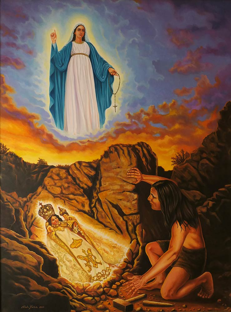 Painting of native Indian finding sacred icon, Basilica of Andacollo, Andacollo
