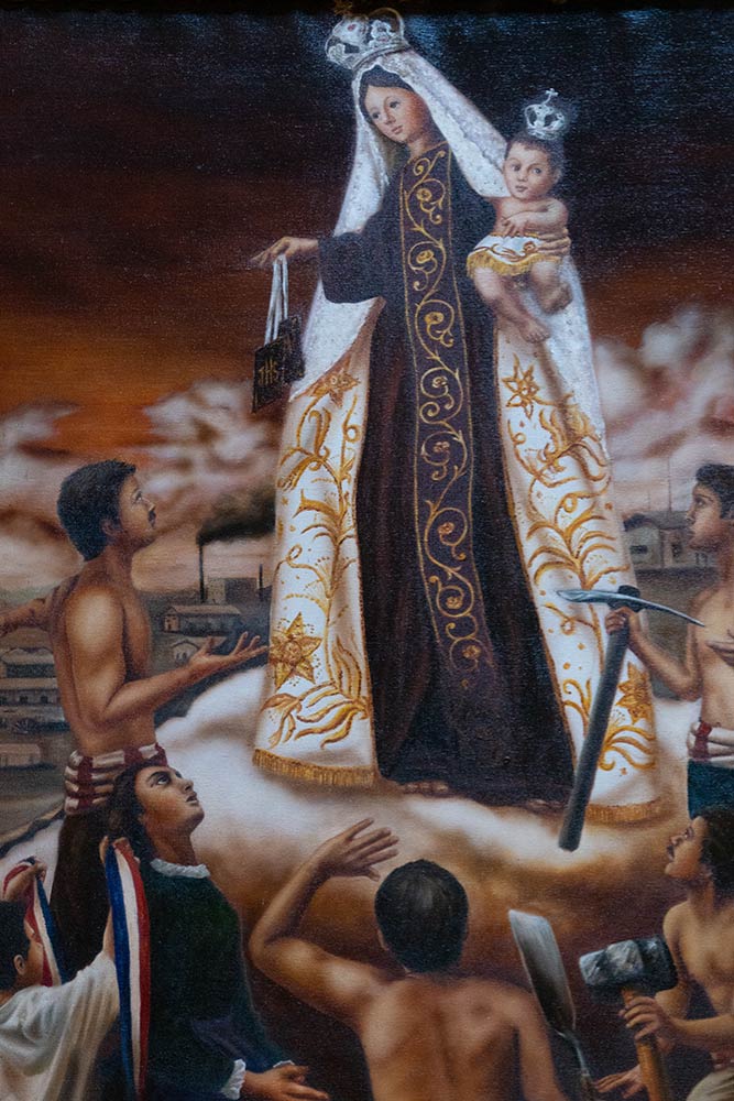 Maria eta Jesus haurrarekin batera bertako indiarren pintura, La Tiranako katedrala