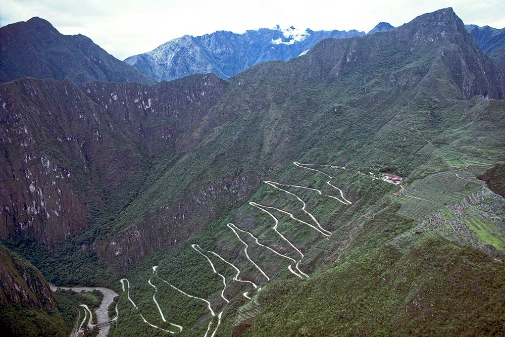 Road from Aguas Calientes up to Machu Picchu