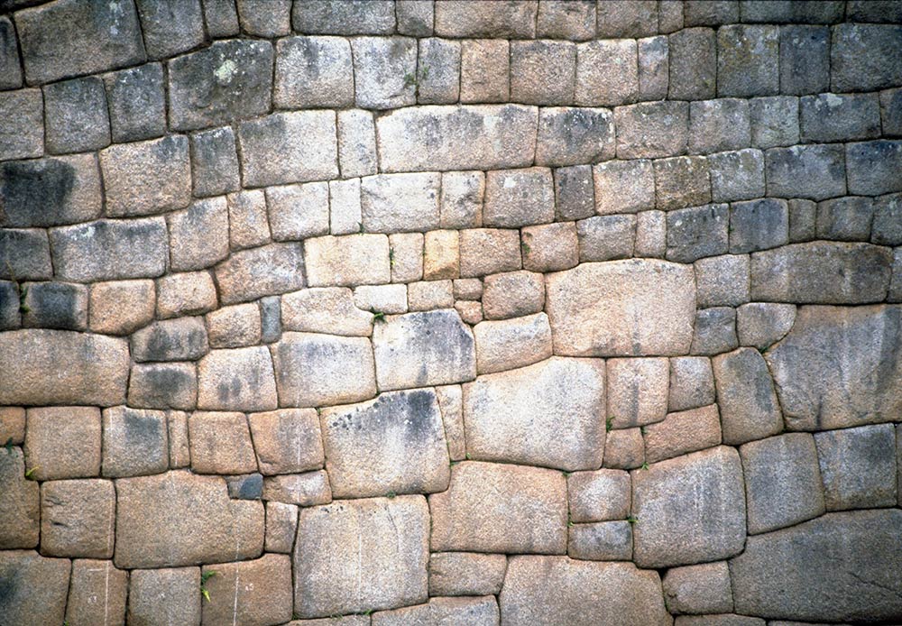 Detail van het steenwerk in Machu Picchu