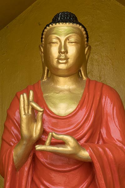 Estatua de Buda con Dharmachakra Mudra, templo de Buddha Dhatu Jadi