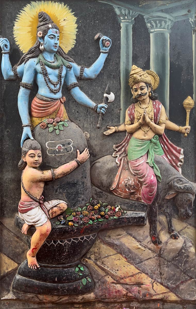 Mythe de Marakandeya, sculpture murale, Temple Basukinath, Jarmundi