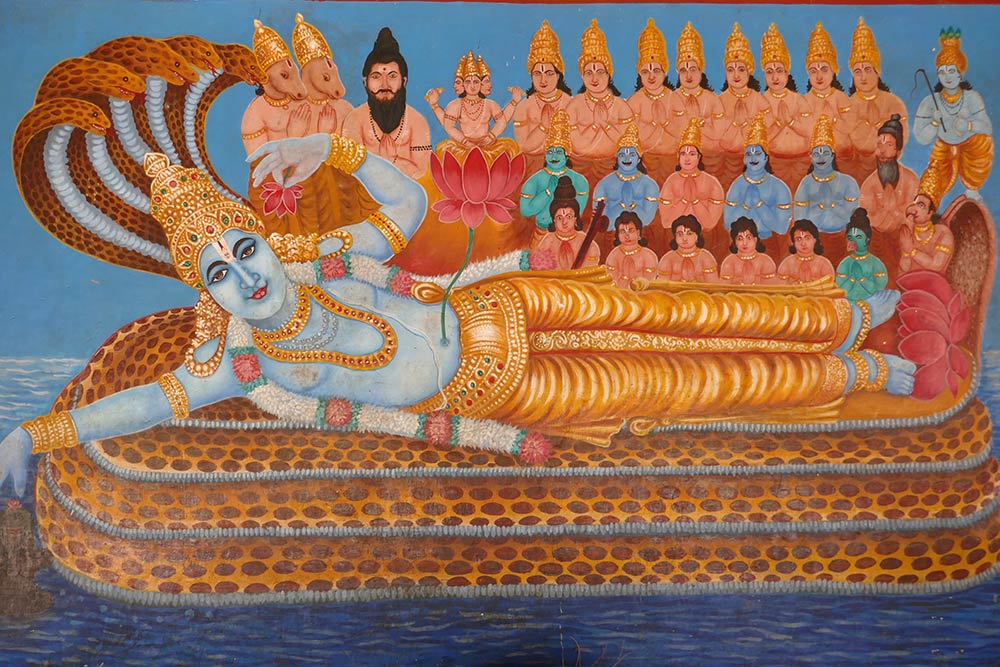 Mahaganapahy-tempel, schilderij van Vishnu, Madhur