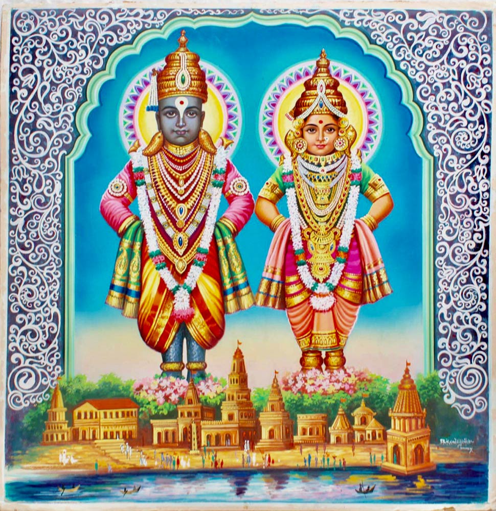 Schilderij van Vitthal en Rakhumai in Pandharpur