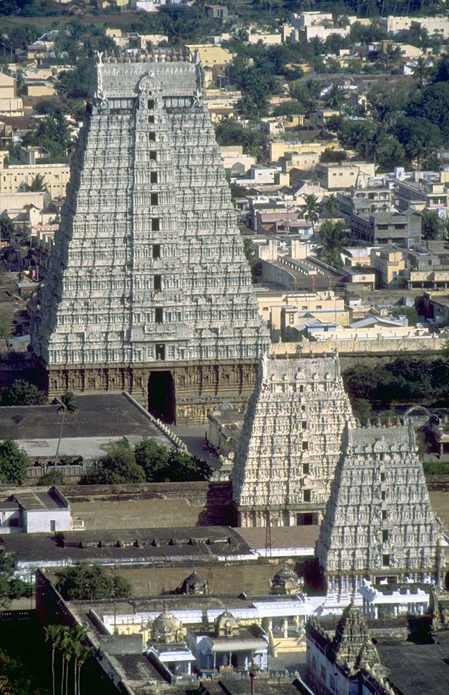 Arunachaleswarar-Tempel, Tiruvanamalai. Von der Spitze des Mt. Arunchala