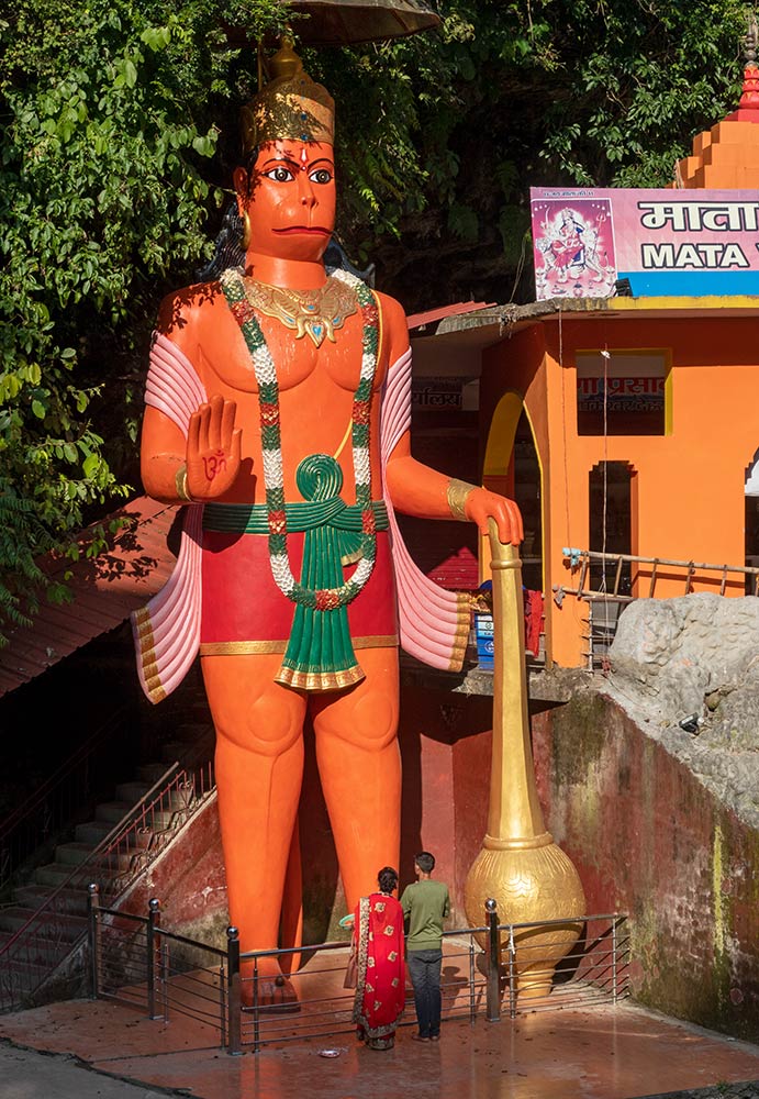 Tapkeshwar Shiva Temple with large Hanuman statue, Dehradun, Uttarakhand