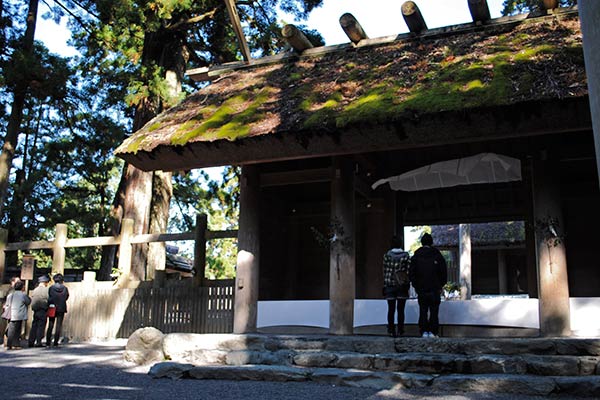 Ise, sanctuaire intérieur de Naiku, pèlerins du sanctuaire principal de Kotaijinge