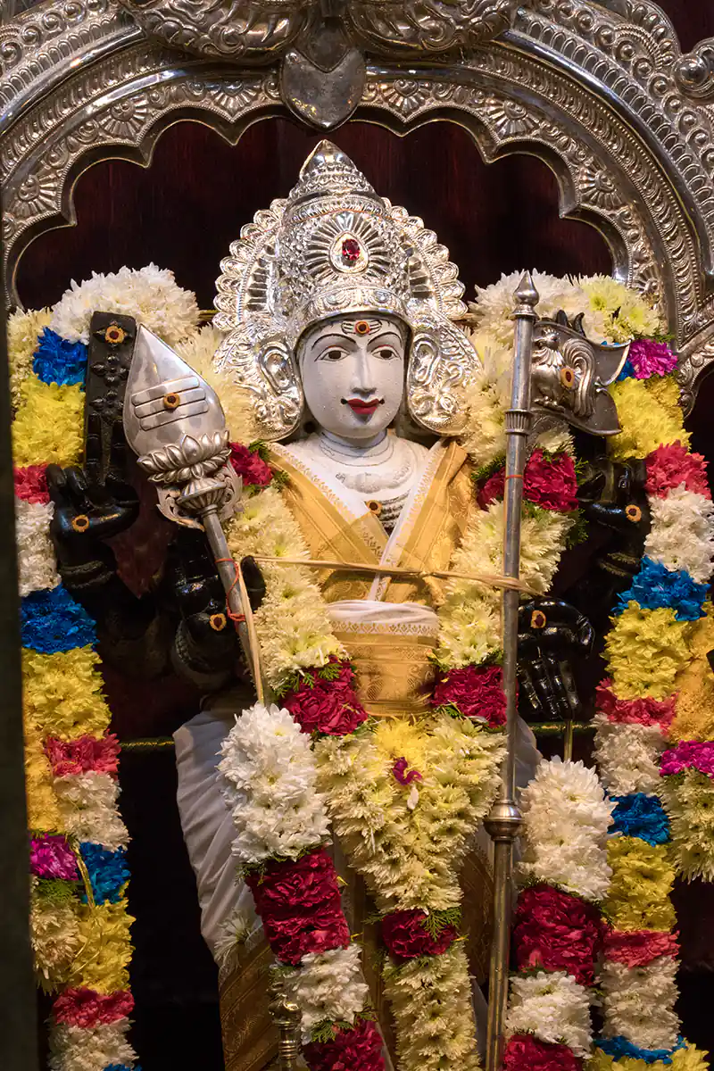Statue of Muruga in main temple at Batu Caves