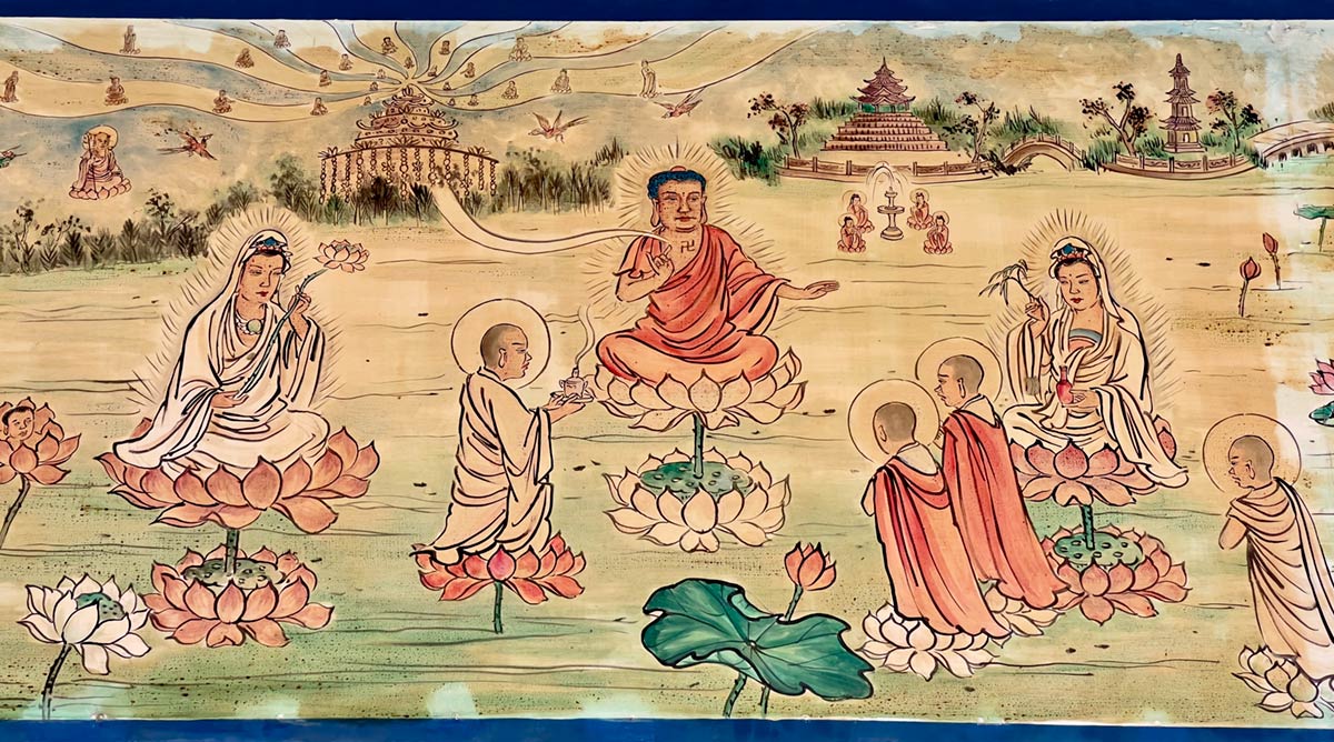 FaHua-tempel, Tainan (schilderij van Boeddha en discipelen)