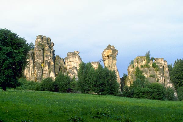 Panorama van Externsteine-rotsen, Duitsland
