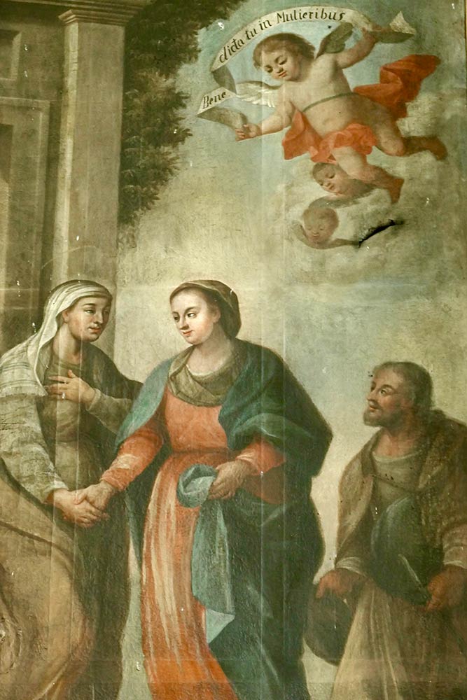 Csatka, Igreja Sarlós Boldogasszony, pintura de Maria dentro da igreja