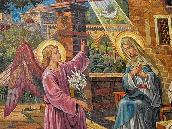 sicilia palermo santuario santa rosalia montepellegrino mosaico de maría y ángel