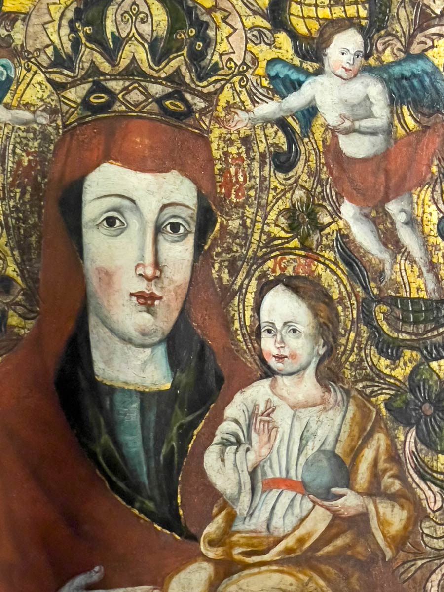 Ieud Hill Church, 14th century mural of Mary with young Jesus