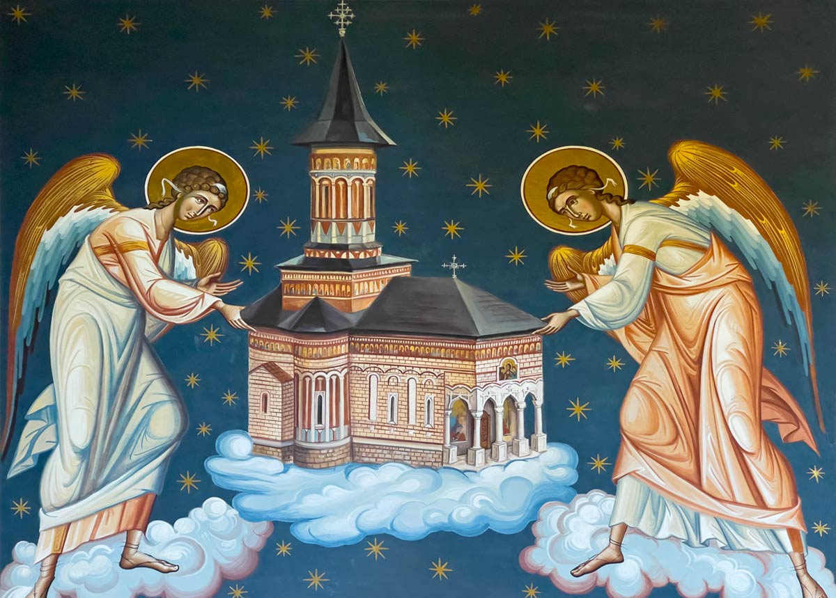 Rohia Monastery, Painting of Angels holding Rohia Church