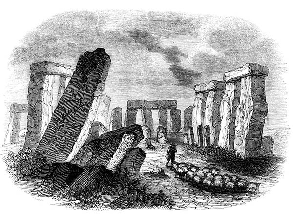 Stonehenge-ren litografia berreraiki aurretik