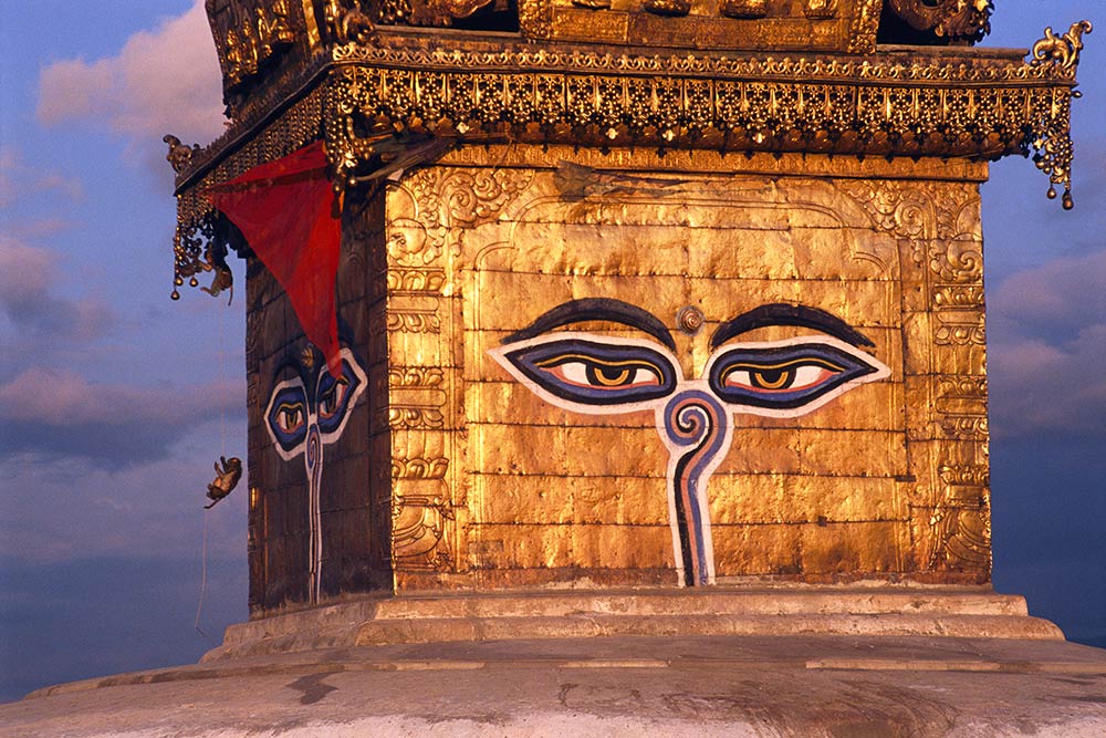 ستوبا Swayambhunath ، مع قرد